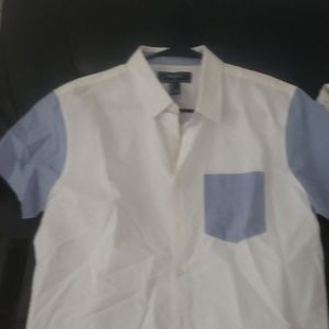 Mens sky blue and white button shirt